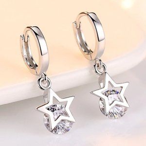 925 Sterling Silver Crystal Star Stud Earrings